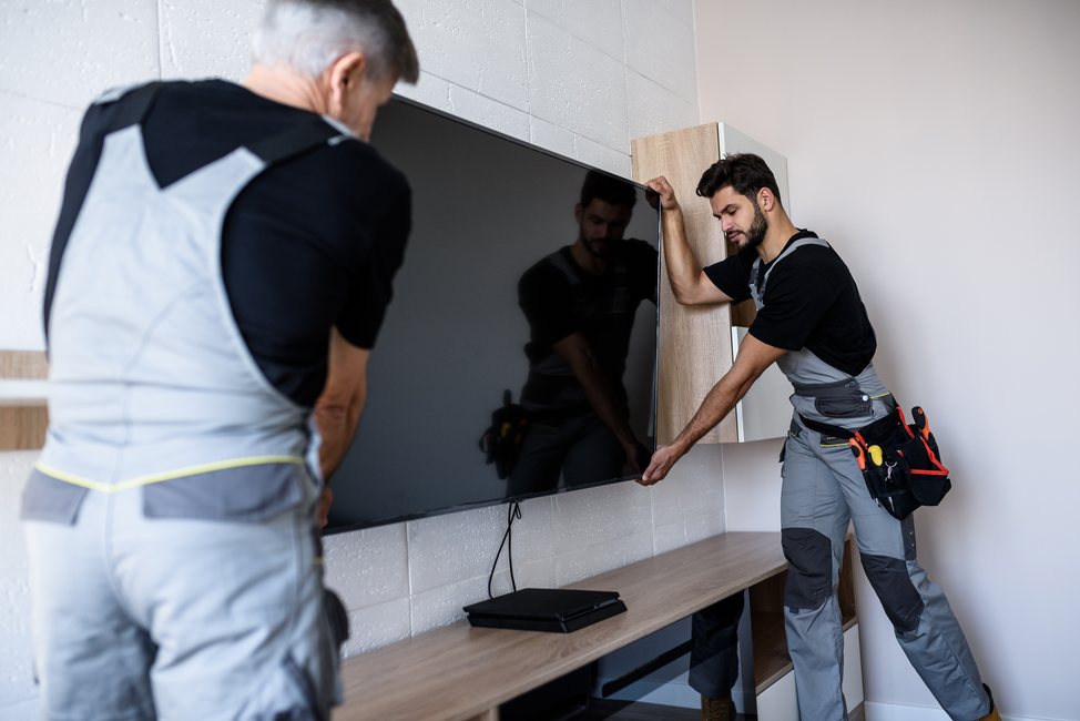Television mounted in a home